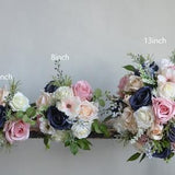 Faux Flowers Ivory Navy Dusty Rose Pink Wedding Bouquet, Real Touch Roses, Bridal Bridesmaids Bouquet, Blush Blue Bouquet, Eucalyptus, Peony