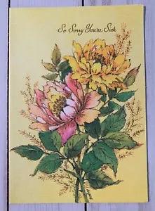 NEW LISTINGVintage Greeting Card Get Well Sorry You're Sick Flowers Peony Floral Unused