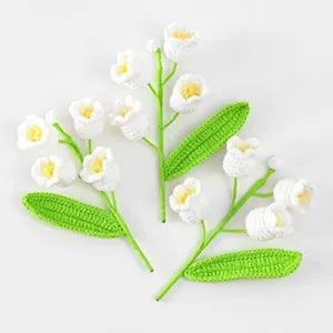 3 Pcs Artificial Lily of Valley Bouquet Knitted Handmade Flower Crochet
