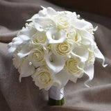 Ivory Roses Calla Lilies Bridal Bouquets Real Touch Flowers Wedding Bouquets