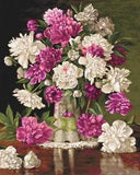 DIY Needlepoint Counted Cross Stitch "Red and White Peonies" Embroidery Kit.
