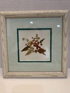 Dried Pressed Flowers Wall Hanging Art Floral Handmade Vintage Framed 9??? Square
