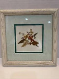 Dried Pressed Flowers Wall Hanging Art Floral Handmade Vintage Framed 9??? Square