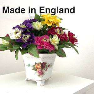 Lovely England porcelain Planter/Plant Pot In Floral Design by Norcroft, Gold-Trimmed Hexagonal footed Orchid Pot, Vintage Home decor