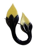 Vintage Bakelite Carved Flowers Tulips Black And White Brooch 2" Water Lily Buds