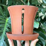 Unglazed Red Clay Terracotta Orchid Planter Pot with Holes and Optional Saucer