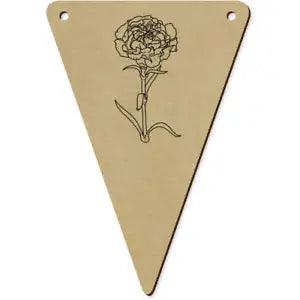 5 x 140mm 'Carnation Flower' Wooden Bunting Flags (BN00076014)