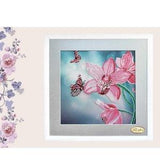 Bead embroidery kit Orchids and butterfly, Pink Flowers Beadwork kit,  Embroidery of beads, DIY beadwork kit. Orchid flowers needlework kit