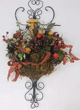Autumn Fall Wire Basket Wall Floral Arrangement 18.5??? T X 9??? W Mushrooms Acorns