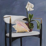Chairlife - print from original oil painting with mid century modern chair, shell and orchid