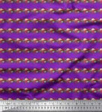 Soimoi Purple Velvet Fabric Leaves & Peony Floral Printed Craft-apc