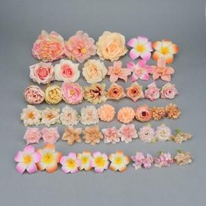 46Pcs Artificial Silk Flowers Head Combo Set/Bulk Rose,Peony,Sunflower,DIY Craft Flower Kit for Wedding Flower Bouquets Decor Fake Flower
