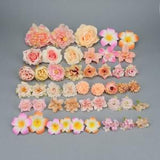 46Pcs Artificial Silk Flowers Head Combo Set/Bulk Rose,Peony,Sunflower,DIY Craft Flower Kit for Wedding Flower Bouquets Decor Fake Flower