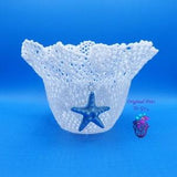 Blue Starfish Pot, Orchid Pot, Beach theme, OriginalPotsToGo, Coral Pot, Flower Pot, Planter, Lacey Pot, Pot with holes, White orchid pot