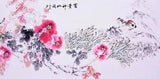 STUNNING ORIGINAL ASIAN CHINESE WATERCOLOR PAINTING-Beautiful Peony flower&bird