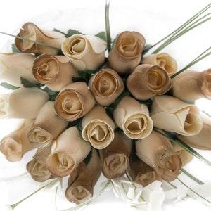 50 Year Anniversary Golden and White Wooden Rose Bouquet The Original Wooden Rose, Flowers for all Occasions 1, 2, or 3 Dozen Bouquets