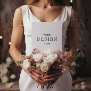 Bridesmaid Card Mockup, Wedding Greeting Card Mockup, Bridal Mockup, Bride Mockup, Invitation Mockup, Valentines Mockup, Bridal Rose Bouquet