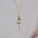 Gold Sunflower Necklace, Sunflower Pendant, Birth Flower, Floral Jewelry, Summer Necklace, Sunshine Necklace, Layering Necklace