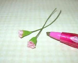 Miniature Pair of Loose Stems, MINI Pink Carnations: DOLLHOUSE 1:12