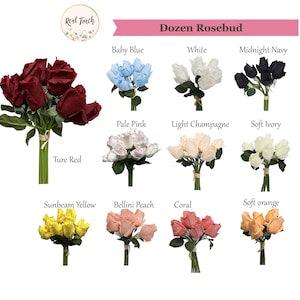 1Dozen -Rose bundle real touch rosebud flexible stem DIY bouquet corsage boutonniere