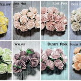 Promlee Flowers 25mm #6 Open Roses 10pk - Color Set 6 - Paper Flowers - Flower Embellishments - Mulberry Paper Flowers - Handmade Flowers