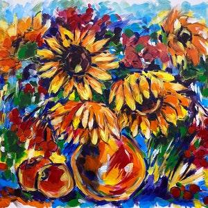 Sunflowers Painting on canvas  Floral Original Art Colorful wall art Sunflowers wall art Fall decor DianaOriginalArt