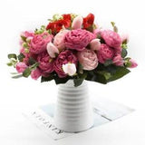 30cm Rose Pink Flower Fake Peony Artificial Flowers Head Bouquet Home Decoration