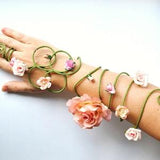 pink rose flower arm cuff wrap slave bracelet Prom bride bridesmaids