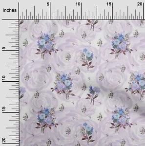 oneOone Cotton Poplin Fabric Watercolor Leaves & Peony Floral_Printed-WEw