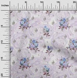 oneOone Cotton Poplin Fabric Watercolor Leaves & Peony Floral_Printed-WEw