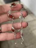 GORGEOUS Designer AMBERHOLL Sterling Silver CALLA LILY Flower Bracelet AMBER 925