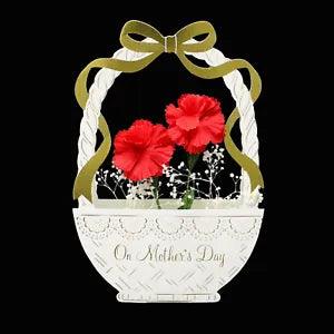 Carnations w/ Baby??s Breath Basket Pop Up Mother's Day Card