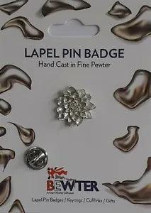 Water Lily Flower Plant, English Pewter Lapel Pin Badge, Coat-Hat Badge BEW123