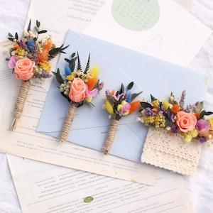 Boutonni¡§¡§re, %100 Dried Boutonniere, Preserved Rose, Salmon Boutonni¡§¡§re, Salmon Boutonniere, Groom Boutonniere, Boho Boutonniere