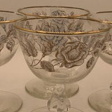 Vintage Champagne/Tall Sherbet Glasses, Rose Bouquet by Libbey - Set of 4