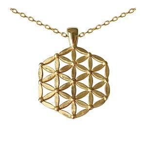 Flower of life pendant 14k 18k solid gold, flower of life gold necklace, seed of life pendant, flowers gold pendant, floral gold pendant