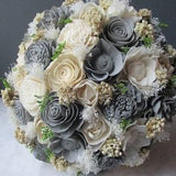 Elegance-Silver and Grey Wood Flower Bouquet