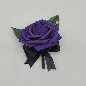Dark Purple And black Boutonnieres And Corsages, 27 Colors Available, Corsages Available In Pin On And Wrist,Matching Bouquets Available