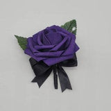Dark Purple And black Boutonnieres And Corsages, 27 Colors Available, Corsages Available In Pin On And Wrist,Matching Bouquets Available