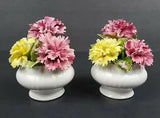 Vintage Royal Dover Ornately Ruffled Carnation Flowers in a Pot 3 3/4
