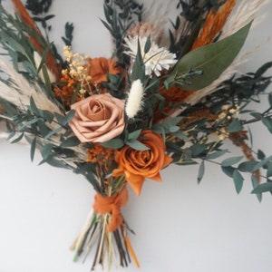 Large Boho Bridal Bouquet Burnt Orange Fall Wedding Flowers Fall Wedding Bouquet Autumn Wedding Flowers Dried Flowers for Wedding