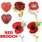 Red Lily Daisy Rose Brooch Enamel Crystal Vintage Jewellery Collection Pin Gift