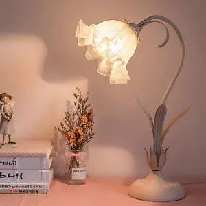 Lily Flower Desk Light Bedroom Light White Frosted Glass Tulip Shape Table Lamp