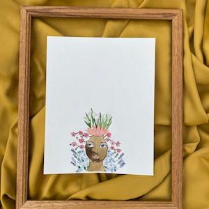Abstract Watercolor headdress painting , Lotus flowers, Lily and Orchids , Hydrangea and roses, Floral watercolor painting , Surrealist art
