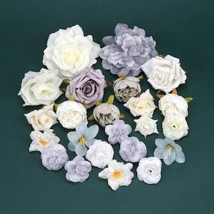 23Pcs/set - Bulk Rayon Flower Head Kit Artificial Silk Flower Head Combo Set DIY Material Pack For DIY Floral Arrangement Crafts Decor