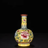 6.4" China Porcelain Qing Dynasty Kangxi Enamel Peony flowers bottle