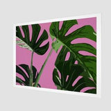 Monstera Plant Botanical Art | Fine Art Print | Pop Art Landcape Horizontal Wall Decor | Pink and Green