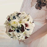 Tiger Lilies Burgundy Roses Navy Callas - Bridal or Bridesmaid Bouquet Groom Groomsmen Boutonniere Add Flower Crown Centerpiece & More!