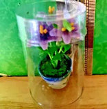 1:12 Dollhouse Miniature Purple Lilies flower in flow blue Ceramic Pot