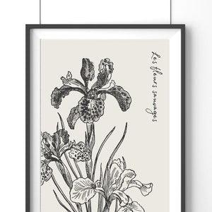 Orchid Wall Art Floral Print, Wall Art Vintage Botanical Orchids, Garden Art Print, Fleur Wildflower Printable, Luxe Decor Neutral Color Art
